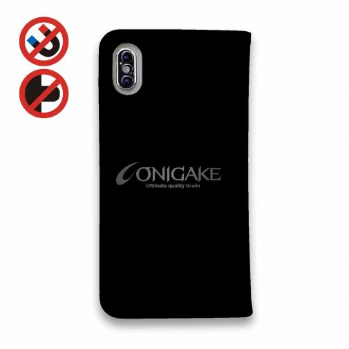 【手帳型ベルトなし】【Stick Case】鬼掛　鬼火般若バージョン・ブラック＆シルバー