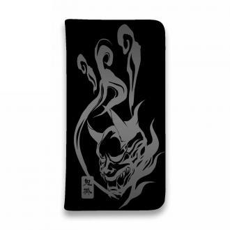 【手帳型ベルトなし】【Stick Case】鬼掛　鬼火般若バージョン・ブラック＆シルバー