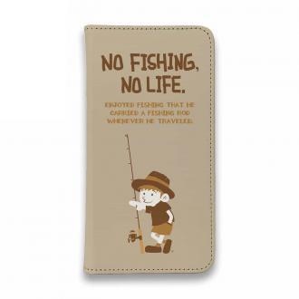 【手帳型ベルトなし】【Stick Case】【釣りざんまい】釣りに行きたい少年_亜麻色