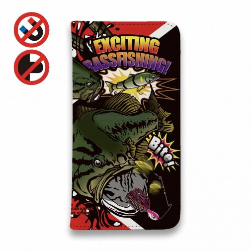 【手帳型ベルトなし】【Stick Case】【FISH MAN】エキサイティングバスフィッシング マゼンタ