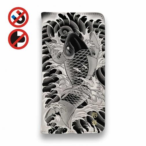 【彫姫】【手帳型ベルトなし】【Stick Case】昇り鯉 和彫りデザイン