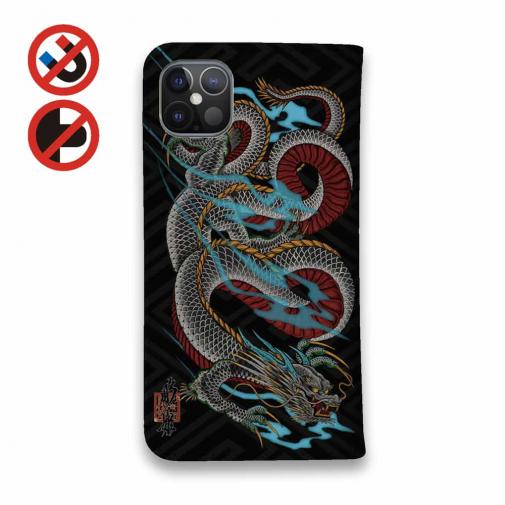 【彫姫】【手帳型ベルトなし】【Stick Case】龍　和彫りデザインNo.2