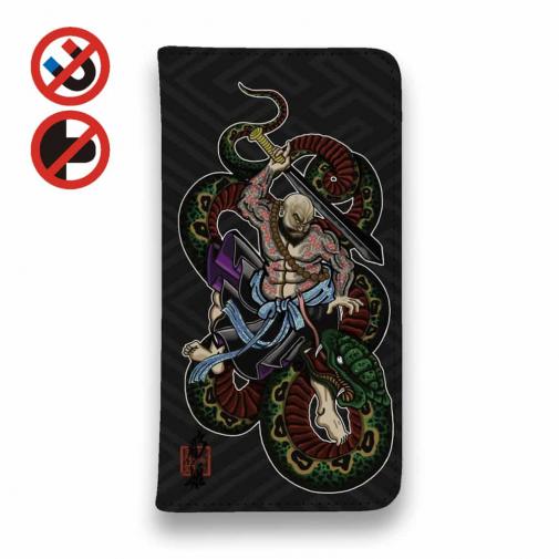 【彫姫】【手帳型ベルトなし】【Stick Case】花和尚の蛇退治 和彫りデザイン