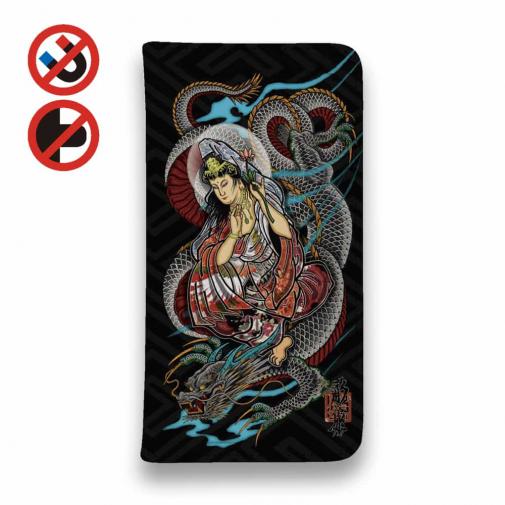 【彫姫】【手帳型ベルトなし】【Stick Case】騎龍観音 和彫りデザイン