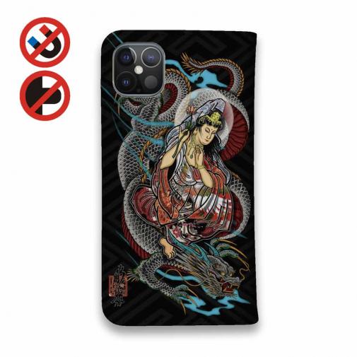 【彫姫】【手帳型ベルトなし】【Stick Case】騎龍観音　和彫りデザイン