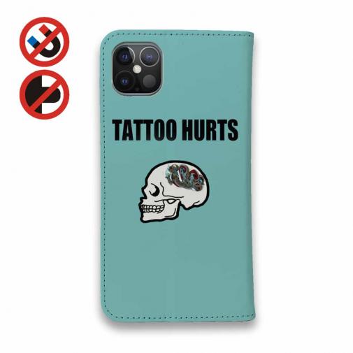 【彫姫】【手帳型ベルトなし】【Stick Case】TATTOO HURTSドクロ
