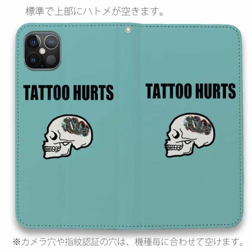 【彫姫】【手帳型ベルトなし】【Stick Case】TATTOO HURTSドクロ