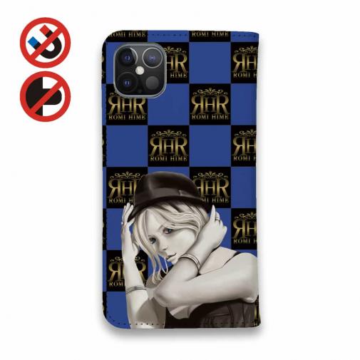 【ROMI HIME】【手帳型ベルトなし】【Stick Case】フ?ロック・チェック(市松模様)　ブルー