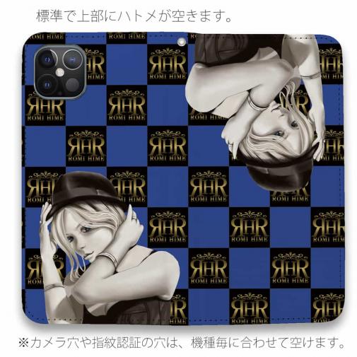 【ROMI HIME】【手帳型ベルトなし】【Stick Case】フ?ロック・チェック(市松模様)　ブルー