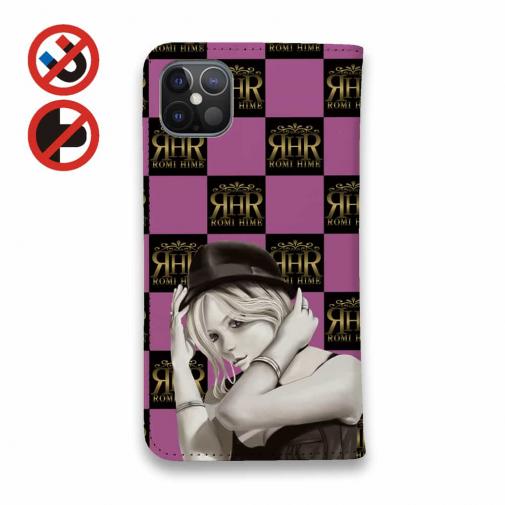 【ROMI HIME】【手帳型ベルトなし】【Stick Case】フ?ロック・チェック(市松模様)　ビビットピンク