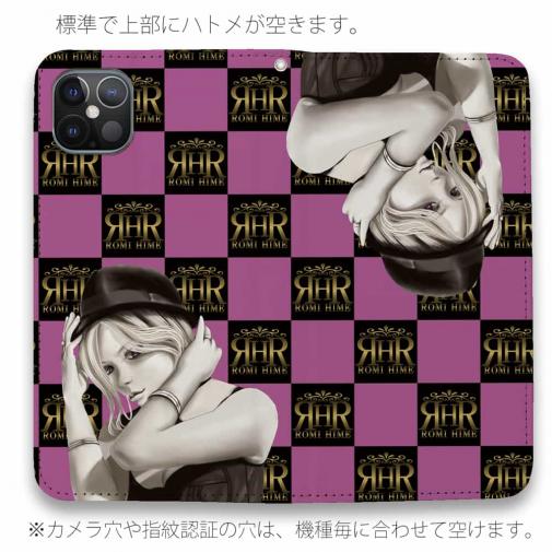 【ROMI HIME】【手帳型ベルトなし】【Stick Case】フ?ロック・チェック(市松模様)　ビビットピンク