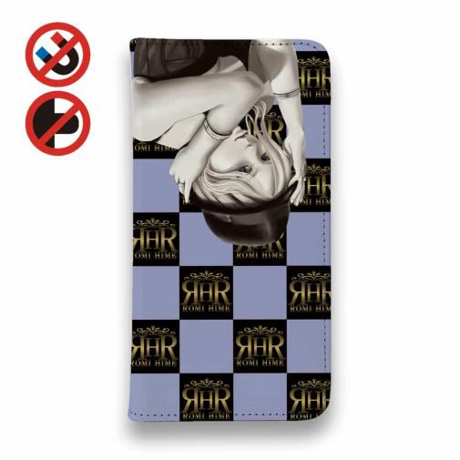 【ROMI HIME】【手帳型ベルトなし】【Stick Case】フ?ロック・チェック(市松模様) スカイブルー