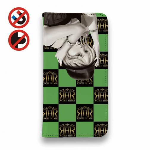 【ROMI HIME】【手帳型ベルトなし】【Stick Case】フ?ロック・チェック(市松模様) グリーン