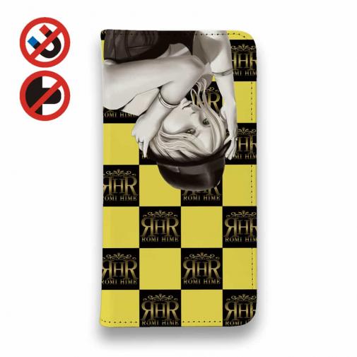 【ROMI HIME】【手帳型ベルトなし】【Stick Case】フ?ロック・チェック(市松模様) イエロー