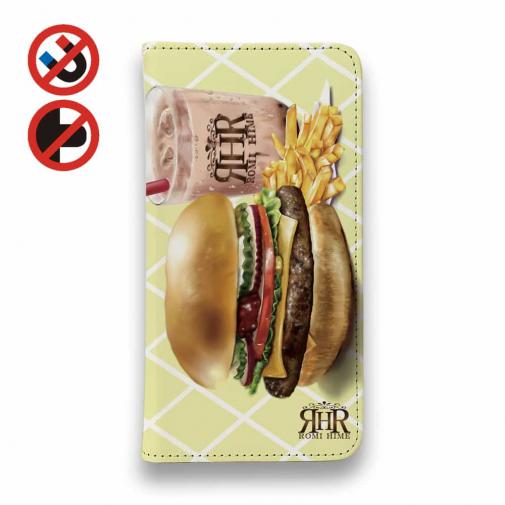 【ROMI HIME】【手帳型ベルトなし】【Stick Case】ハンバーガー イエロー