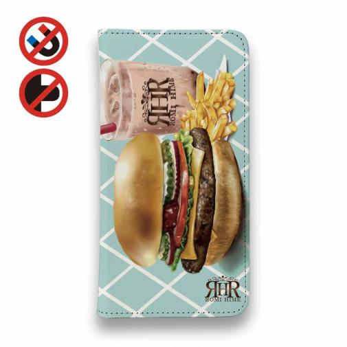【ROMI HIME】【手帳型ベルトなし】【Stick Case】ハンバーガー グリーン