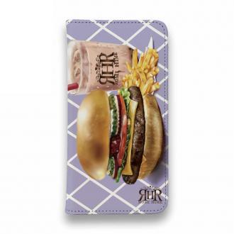 【ROMI HIME】【手帳型ベルトなし】【Stick Case】ハンバーガー　パープル
