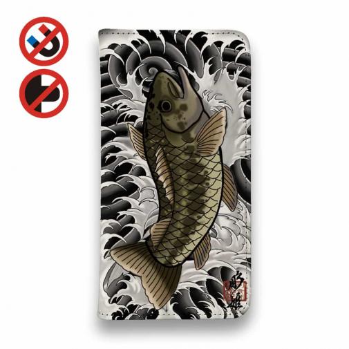 【彫姫】【手帳型ベルトなし】【Stick Case】昇り黒鱒(ブラックバス)