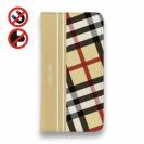 【Genuine】【手帳型ベルトなし】【Stick Case】チェック柄　ベージュ＆クリーム