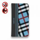 【Genuine】【手帳型ベルトなし】【Stick Case】チェック柄　ブルー＆グレー