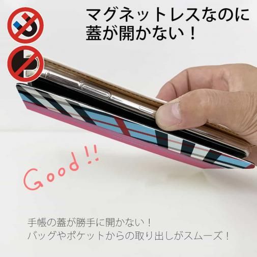 【Genuine】【手帳型ベルトなし】【Stick Case】チェック柄　ブルー＆ピンク