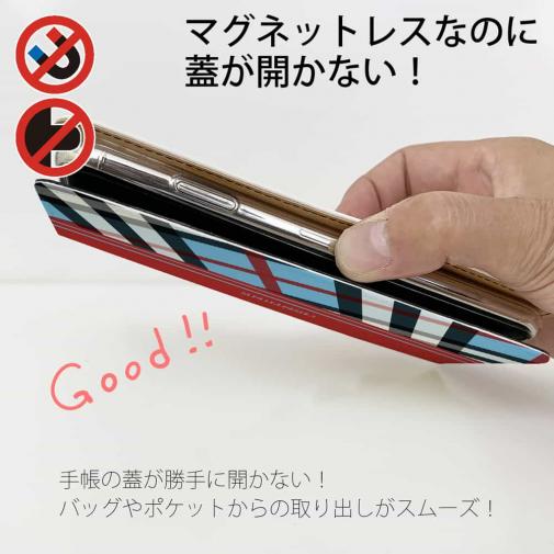 【Genuine】【手帳型ベルトなし】【Stick Case】チェック柄　ブルー＆レッド