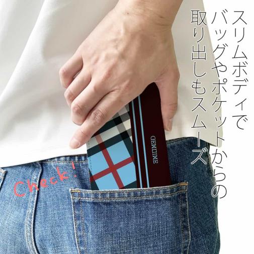 【Genuine】【手帳型ベルトなし】【Stick Case】チェック柄　ブルー＆ブラウン