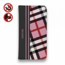 【Genuine】【手帳型ベルトなし】【Stick Case】チェック柄　ピンク＆グレー