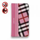 【Genuine】【手帳型ベルトなし】【Stick Case】チェック柄　ピンク＆ピンク
