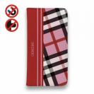 【Genuine】【手帳型ベルトなし】【Stick Case】チェック柄　ピンク＆レッド