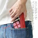 【Genuine】【手帳型ベルトなし】【Stick Case】チェック柄　ピンク＆レッド