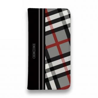 【Genuine】【手帳型ベルトなし】【Stick Case】チェック柄　グレー＆ブラック