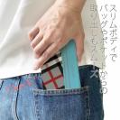 【Genuine】【手帳型ベルトなし】【Stick Case】チェック柄　グレー＆ブルー