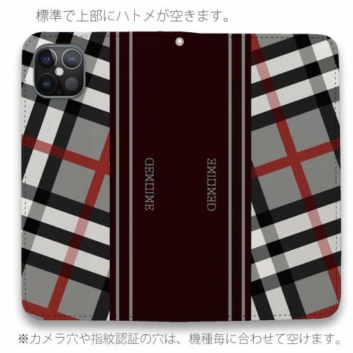 【Genuine】【手帳型ベルトなし】【Stick Case】チェック柄　グレー＆ブラウン