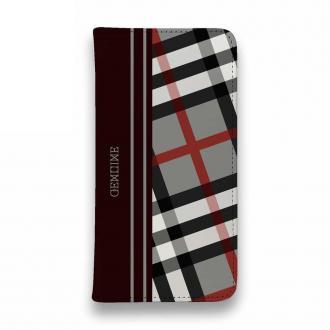 【Genuine】【手帳型ベルトなし】【Stick Case】チェック柄　グレー＆ブラウン