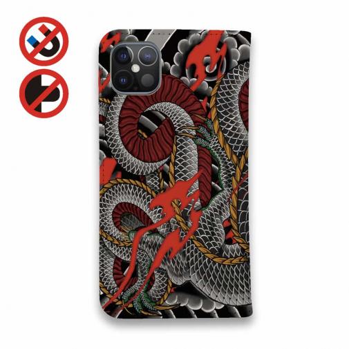 【彫姫】【手帳型ベルトなし】【Stick Case】全面額彫龍