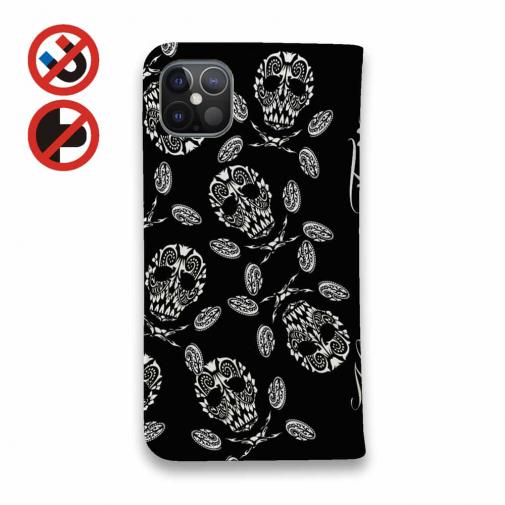 【彫姫】【手帳型ベルトなし】【Stick Case】バンダナ柄のスカル