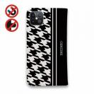 【Genuine】【手帳型ベルトなし】【Stick Case】千鳥柄　ブラック＆ホワイト