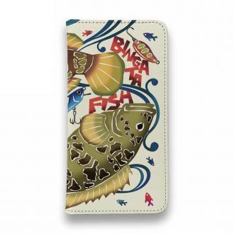【手帳型ベルトなし】【Stick Case】【FISH MAN】沖縄県紅型フィッシュ