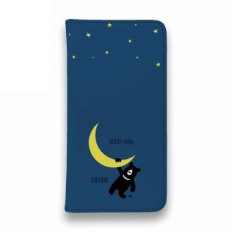 【手帳型ベルトなし】【Stick Case】三日月とツキノワグマ(wakat)