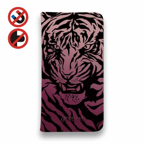 【Genuine】【手帳型ベルトなし】【Stick Case】虎 タイカ?ー ヒ?ンク