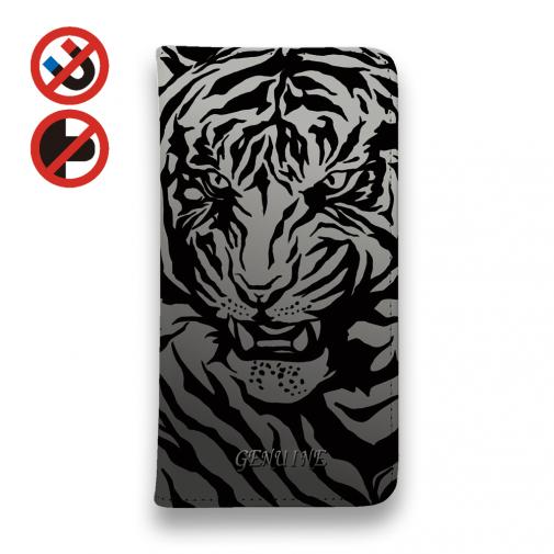【Genuine】【手帳型ベルトなし】【Stick Case】虎 タイカ?ー シルバー