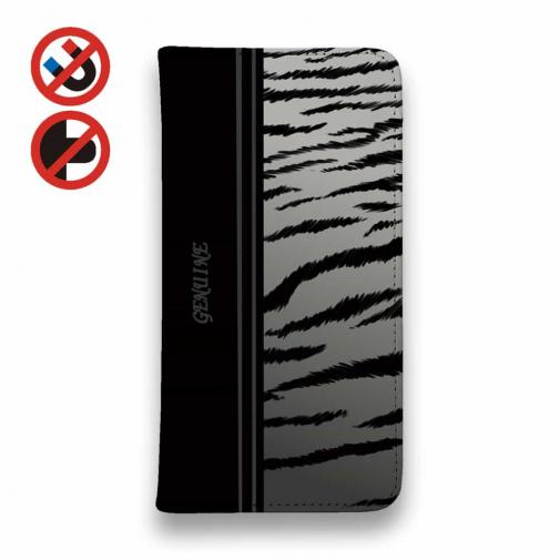 【Genuine】【手帳型ベルトなし】【Stick Case】虎 タイカ?ー シルバー ライン
