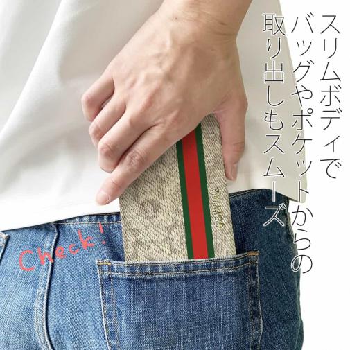 【Genuine】【手帳型ベルトなし】【Stick Case】蛇柄 ヘ?ーシ?ュ 縦ライン 縁担き?