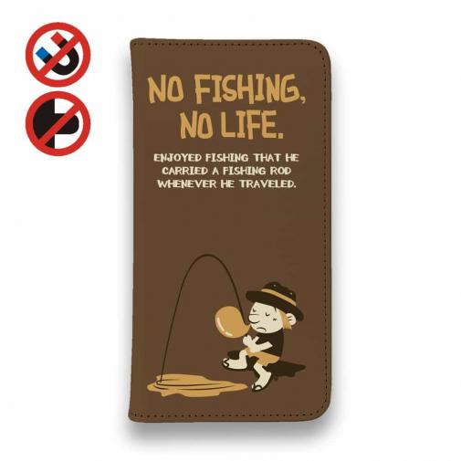 【手帳型ベルトなし】【Stick Case】【釣りざんまい】ウトウトアングラー_ブラウン