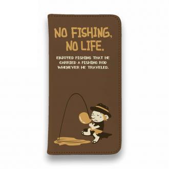 【手帳型ベルトなし】【Stick Case】【釣りざんまい】ウトウトアングラー_ブラウン