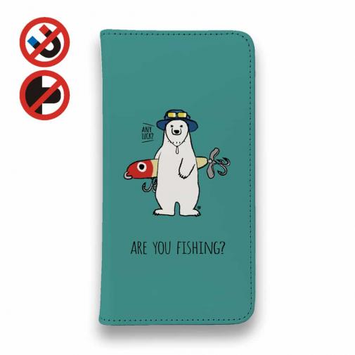 【手帳型ベルトなし】【Stick Case】【釣りざんまい】ルアーとシロクマさん