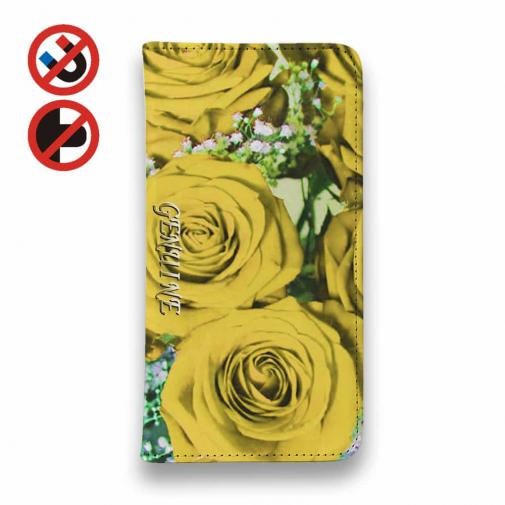【Genuine】【手帳型ベルトなし】【Stick Case】バラ(薔薇) イエロー