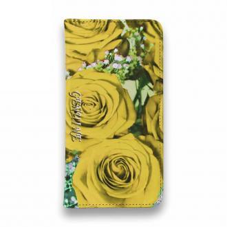 【Genuine】【手帳型ベルトなし】【Stick Case】バラ（薔薇） イエロー