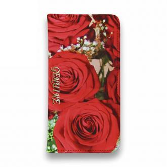 【Genuine】【手帳型ベルトなし】【Stick Case】バラ（薔薇） レッド